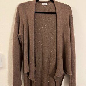 Brunello Cucinelli open wrap cashmere brown cardigan size S